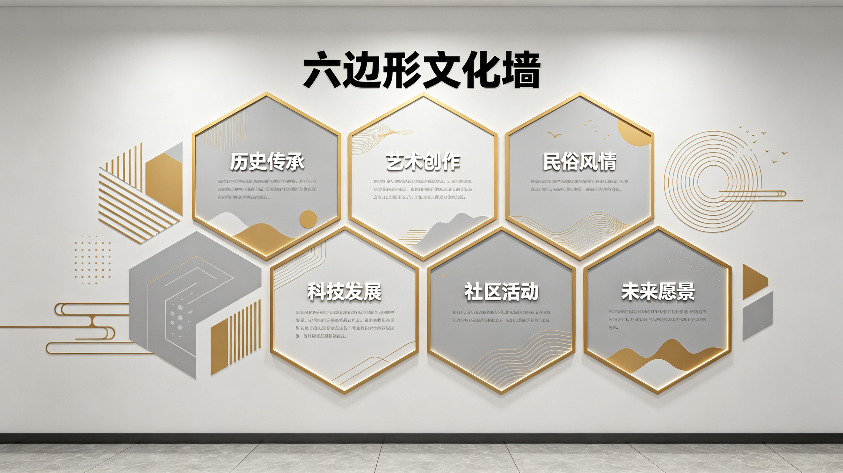 镇雄企业文化墙 | 六边形信息美学